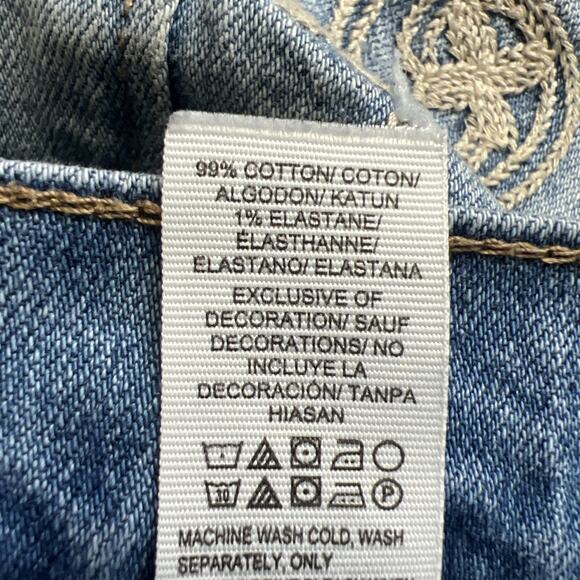 Lucky Brand Jean Shorts Womens 6/28 The Roll Up Denim Embroidered Boho Hippie - Picture 5 of 11